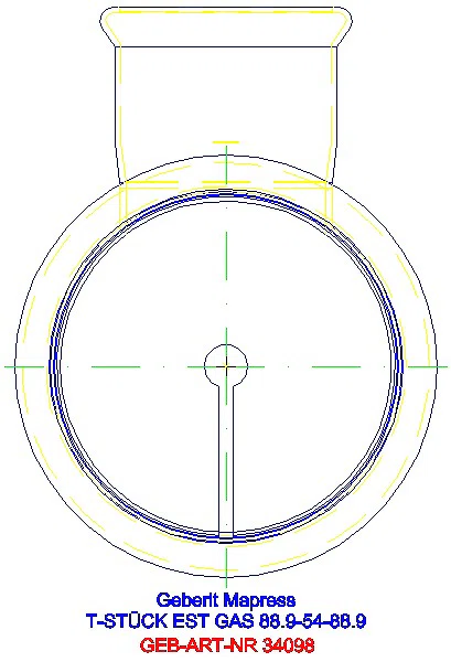 GE Mapress Edelstahl T-Stück reduziert (Gas) d88,9-54-88,9_34098_L