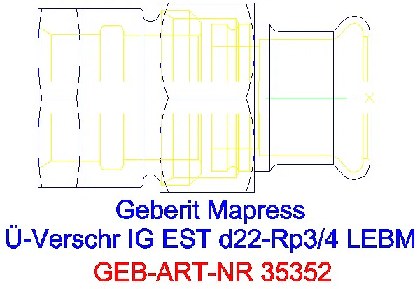 GE Mapress Edelstahl Übergangsverschr. mit IG ÜM aus ESt d22-Rp3/4_35352_G