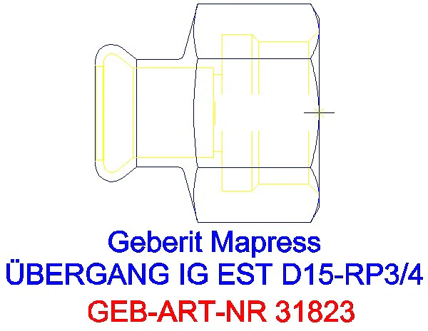 GE Mapress Edelstahl Übergang mit IG d15-Rp3/4_31823_G