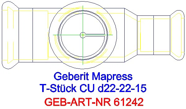 GE Mapress Kupfer T-Stück reduziert d22-22-15_61242_G