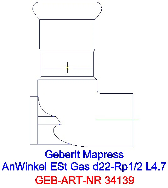 GE Mapress Edelstahl Anschlusswinkel 90Gr (Gas) d28-Rp3/4_34139_L