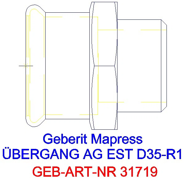 GE Mapress Edelstahl Übergang mit AG d35-R1_31719_A