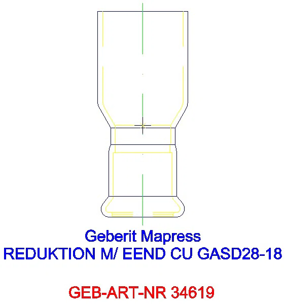 GE Mapress Kupfer Reduktion mit Einschubende (Gas blau) d28-18_34619_G