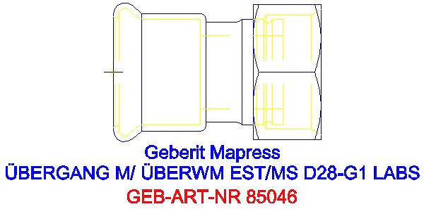 GE Mapress Edelstahl Übergang mit Überwurfmutter (LABS-frei) d28-G1_85046_G