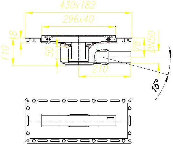 DALLMER Duschrinne TistoLine Abdeckung Design 300 mm, DN 50