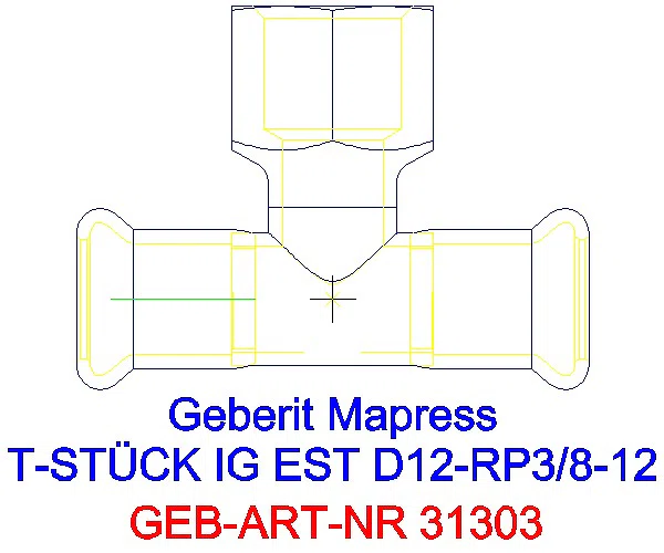 GE Mapress Edelstahl T-Stück mit IG d12-Rp3/8-12_31303_A