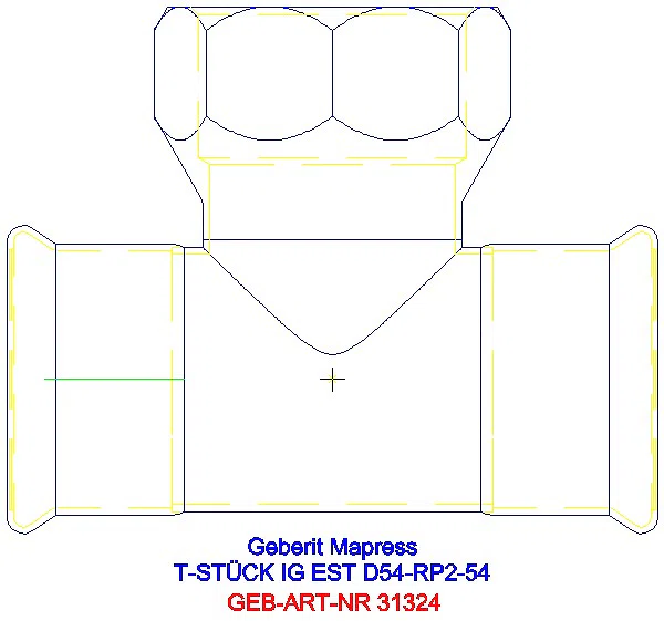 GE Mapress Edelstahl T-Stück mit IG d54-Rp2-54_31324_A