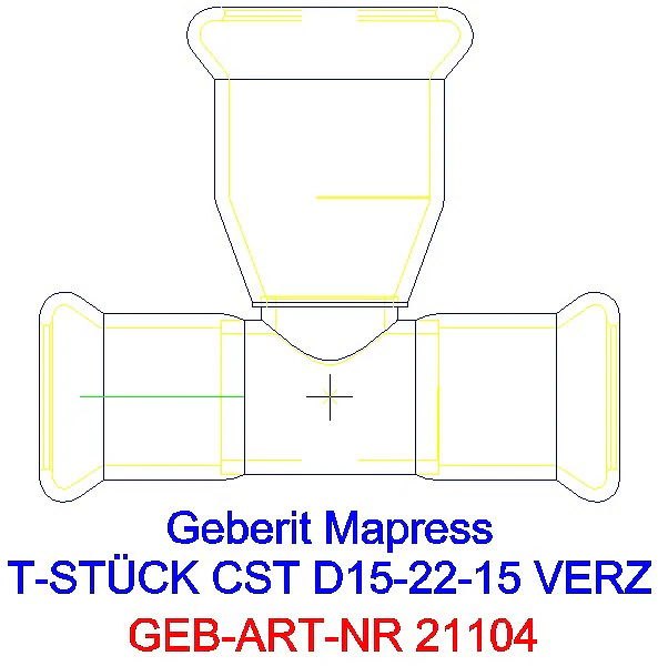 GE Mapress C-Stahl T-Stück reduziert d15-22-15 verzinkt_21104_A