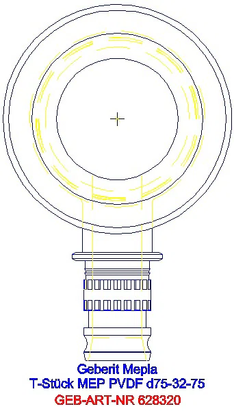 GE Mepla T-Stück reduziert PVDF d75-32-75_628.320.00.5_L