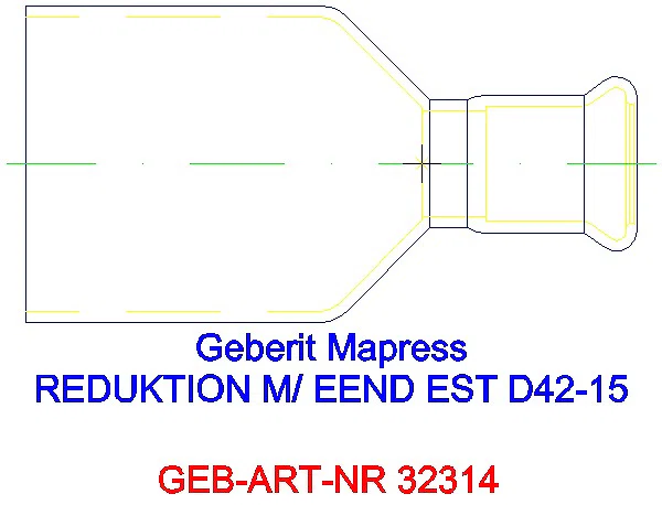 GE Mapress Edelstahl Reduktion mit Einschubende d42-15_32314_L