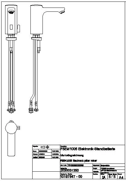 Standbatterie, F5, elek., Mischer, Niederdruck, Batterie, F5EM1005