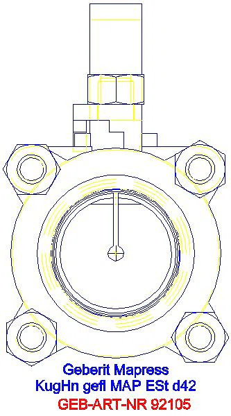 GE Mapress Kugelhahn NPW, mit Bet.-Hebel geflanscht d42_92105_L
