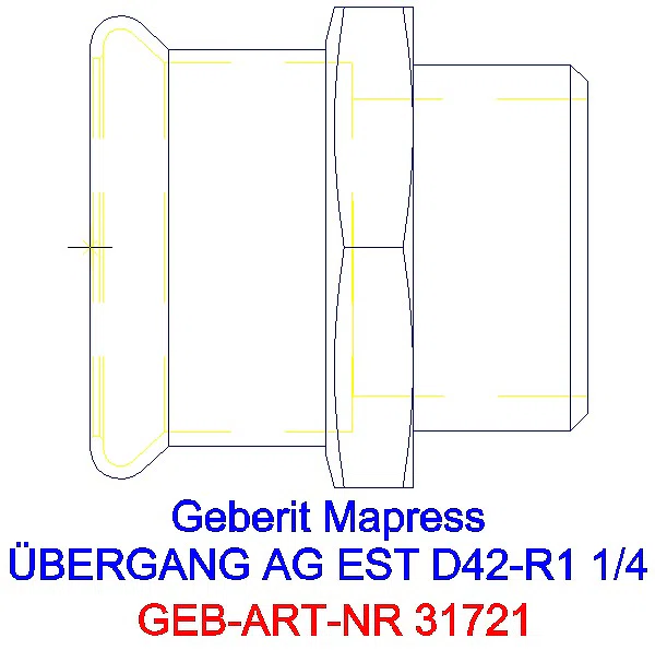 GE Mapress Edelstahl Übergang mit AG d42-R1 1/4_31721_A