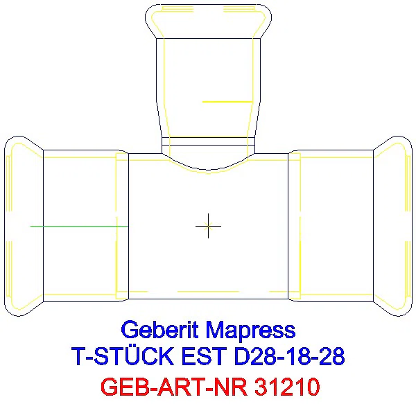 GE Mapress Edelstahl T-Stück reduziert d28-18-28_31210_A