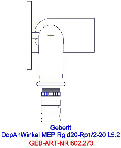 GE Mepla Doppelanschlusswinkel 90Gr Rg d20-Rp1/2-d20 L:52mm_602.273.00.5_L