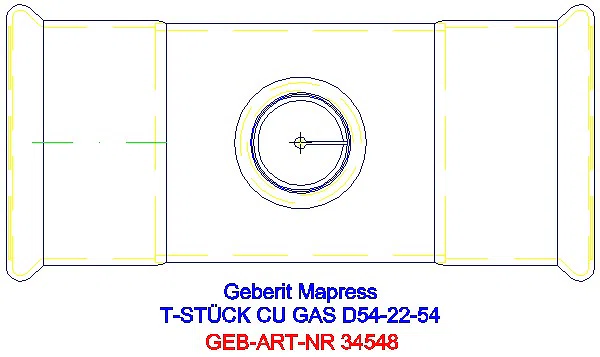 GE Mapress Kupfer T-Stück reduziert (Gas) d54-22-54_34548_G