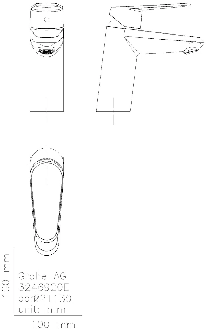GROHE EH-WT-Batterie Eurodisc C 32469_2 glatter Körper chrom