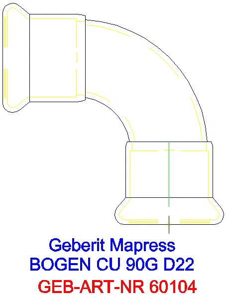 GE Mapress Kupfer Bogen 90Gr d22_60104_A
