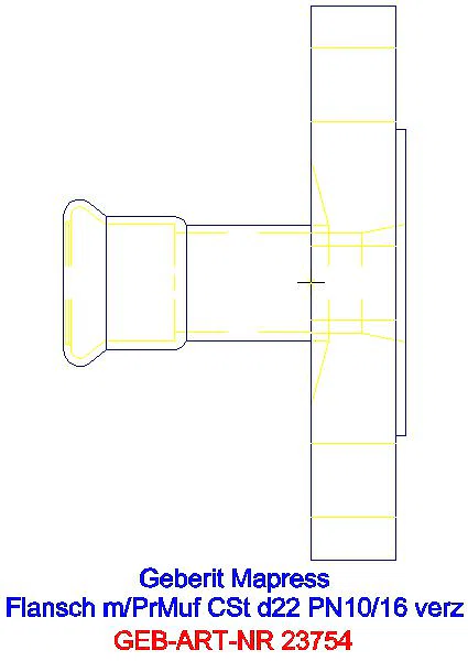 GE Mapress C-Stahl Flansch PN 10/16 mit Pressmuffe d22_23754_A