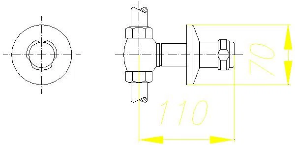 DALLMER Geräteventil zu 405 verchromt, 110 mm