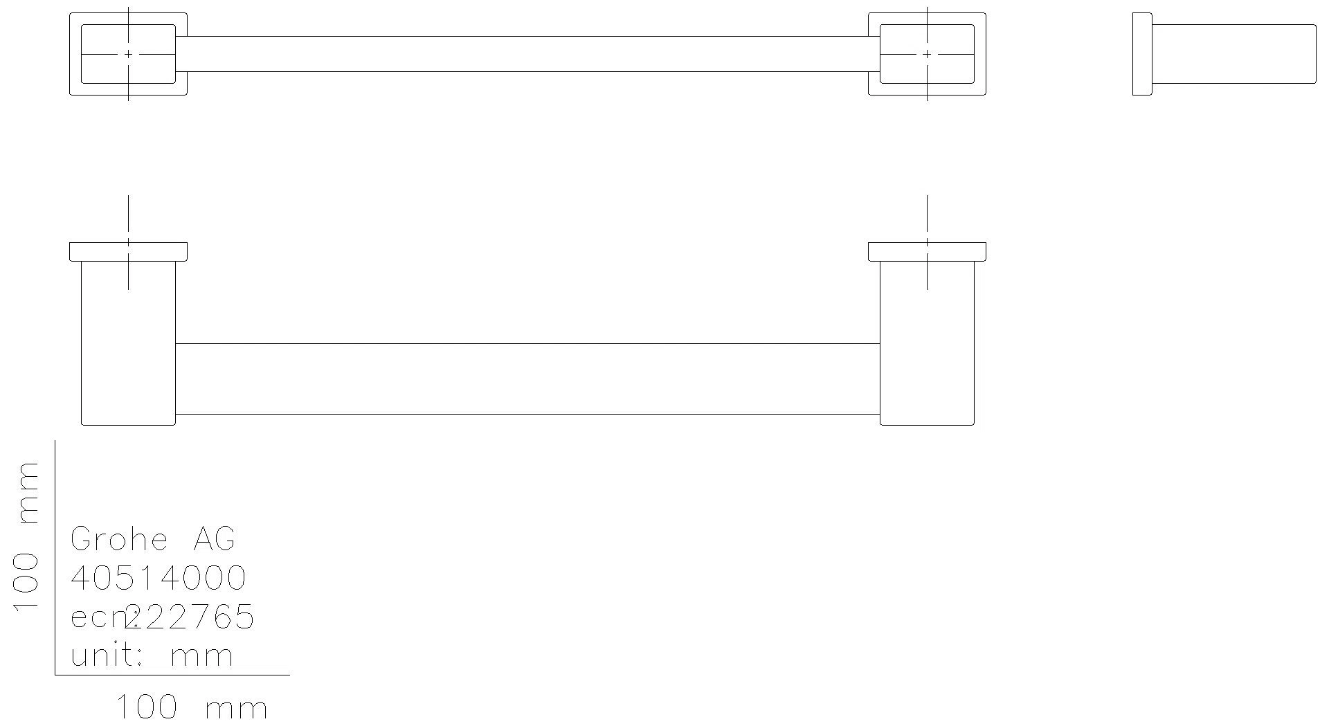 GROHE Wannengriff Essentials Cube 40514_1 340mm Metall hard graphite geb.