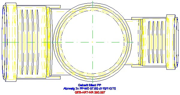 GE Silent-PP Bogenabzweigung 87,5Gr zweifach d110/110/75_390.567.14.1_G