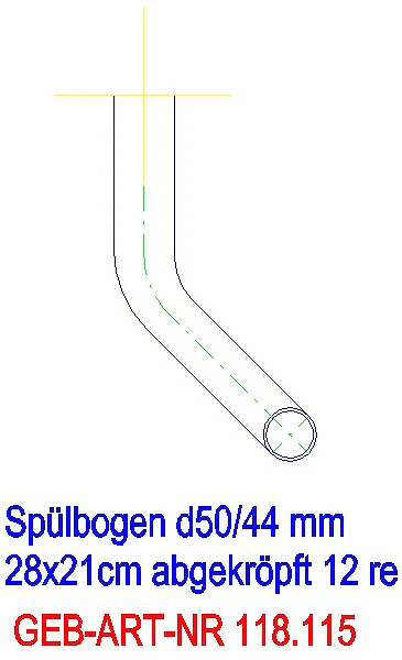 GE Spülbogen 90Gr 28x21 cm rechts gekröpft 12 cm weiß-alpin d50/44_118.115.11.1_A