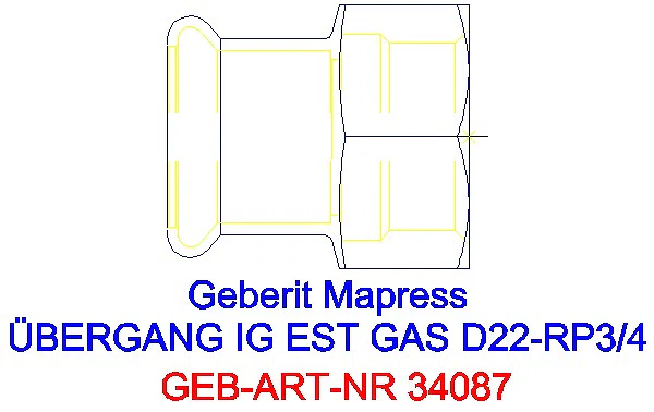 GE Mapress Edelstahl Übergang mit IG (Gas) d22-Rp3/4_34087_A