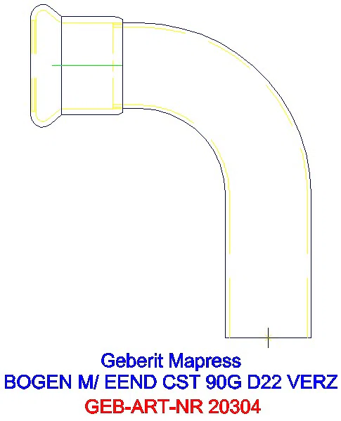 GE Mapress C-Stahl Bogen 90Gr mit Einschubende d22 verzinkt_20304_A