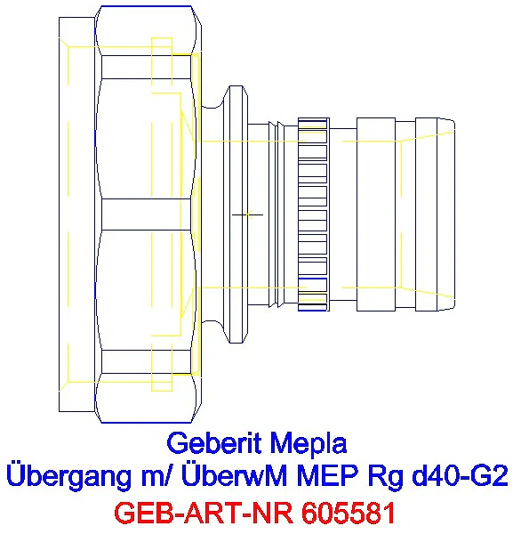 GE Mepla Übergang mit Überwurfmutter Rg d40-G2_605.581.00.5_G