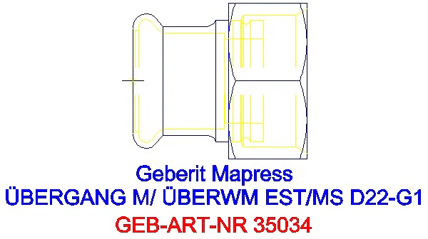 GE Mapress Edelstahl Übergang mit Überwurfmutter d22-G1_35034_G