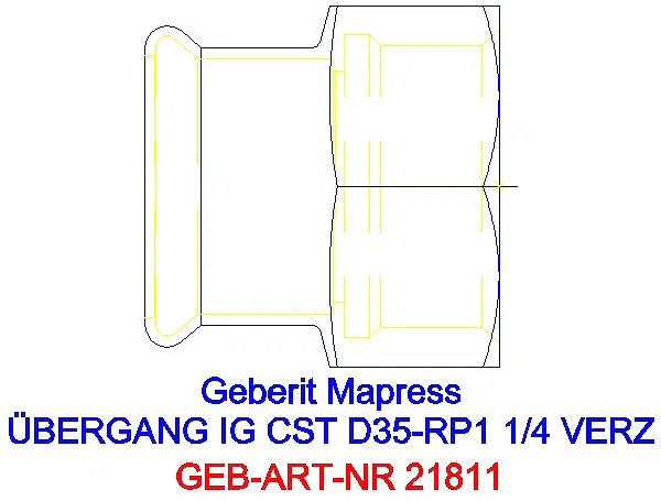 GE Mapress C-Stahl Übergang mit IG d35-Rp1 1/4 verzinkt_21811_A