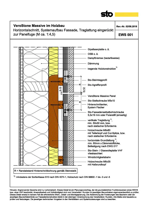 StoVentec Stone Massive, Holztafelbau