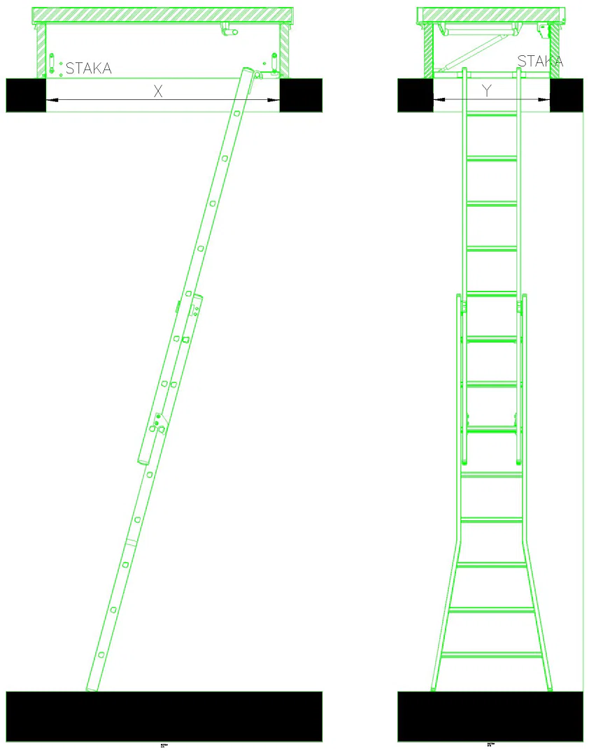 Flachdachausstieg DL147 mit zweiteilige Leiter