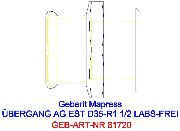 GE Mapress Edelstahl Übergang mit AG (LABS-frei) d35-R1 1/2_81720_A