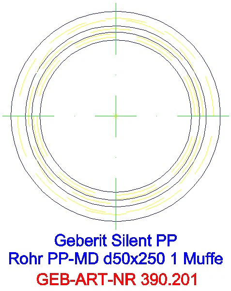 GE Silent-PP Rohr mit Muffe d50x2 L:25cm_390.201.14.1_G