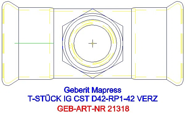 GE Mapress C-Stahl T-Stück mit IG d42-Rp1-42 verzinkt_21318_G