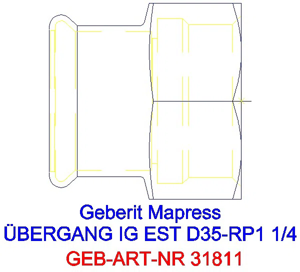 GE Mapress Edelstahl Übergang mit IG d35-Rp1 1/4_31811_A