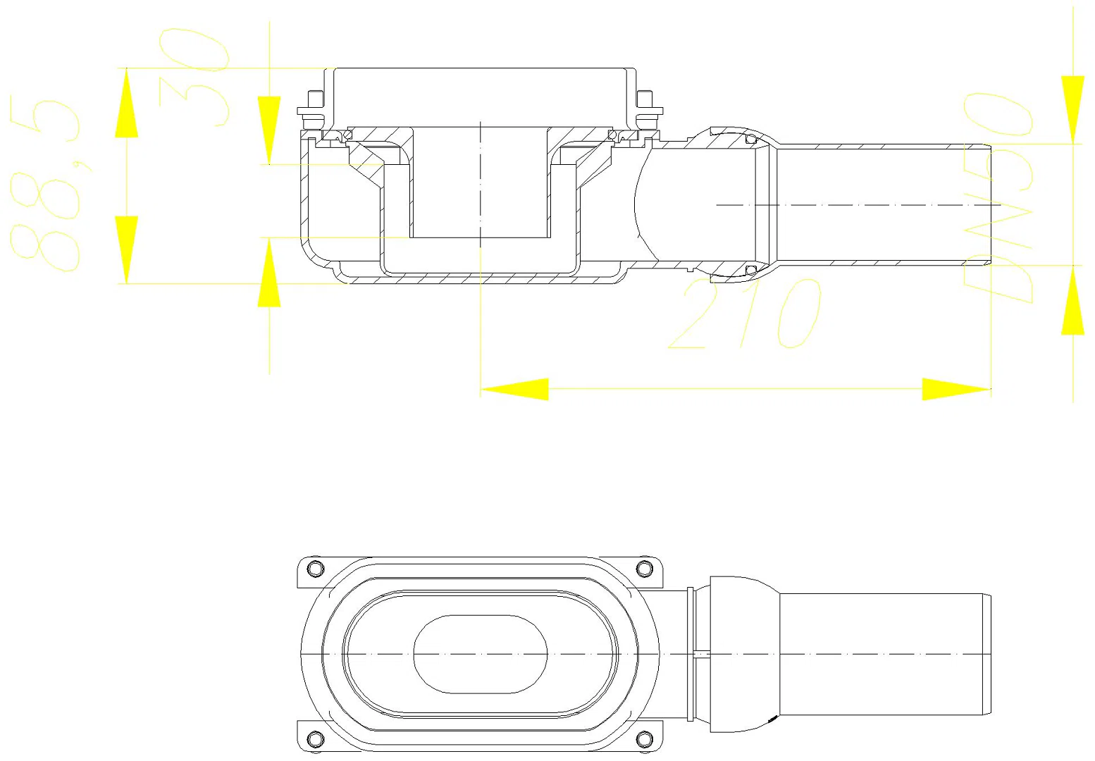 DALLMER Ablaufgehäuse CeraLine Plan, DN 50