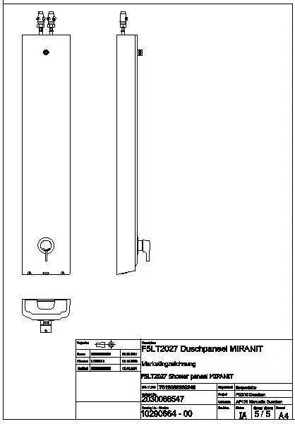 Duschpaneel, F5, MIRANIT, Thermostat, EHM, für Duschkopf, Hygieneoption, F5LT2027