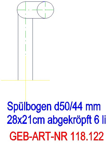 GE Spülbogen 90Gr 28x21 cm links gekröpft 6 cm weiß-alpin d50/44_118.122.11.1_G