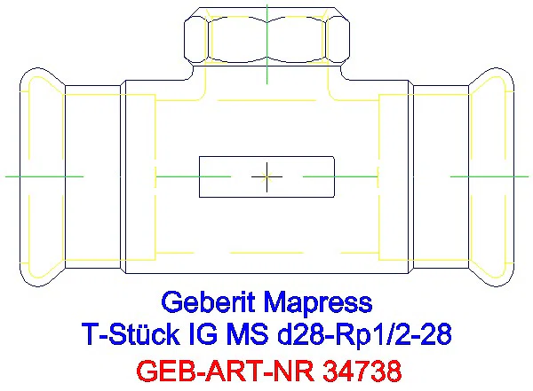 GE Mapress Kupfer T-Stück mit IG Gas d28-Rp1/2-28_34738_A