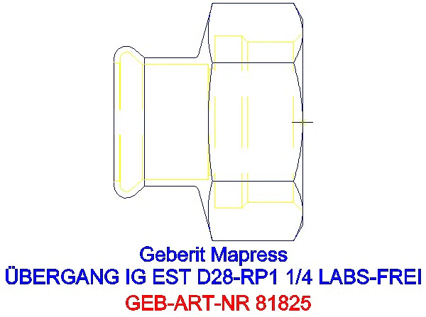GE Mapress Edelstahl Übergang mit IG (LABS-frei) d28-Rp1 1/4_81825_G