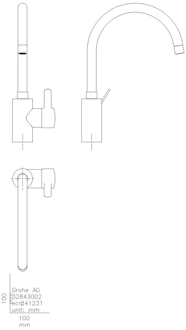 GROHE EH-SPT-Batt. Eurosmart C 32843_2 hoher Auslauf chrom