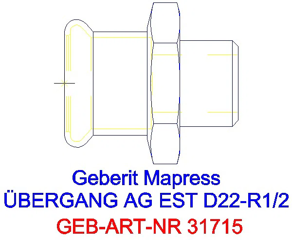 GE Mapress Edelstahl Übergang mit AG d22-R1/2_31715_G