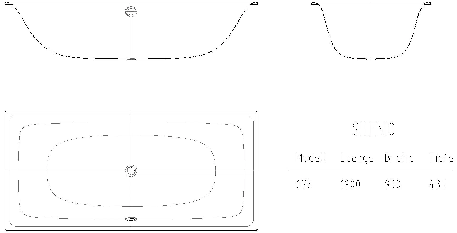 KALDEWEI SILENIO Badewanne, 1900x900 mm, Modell-Nr: 678