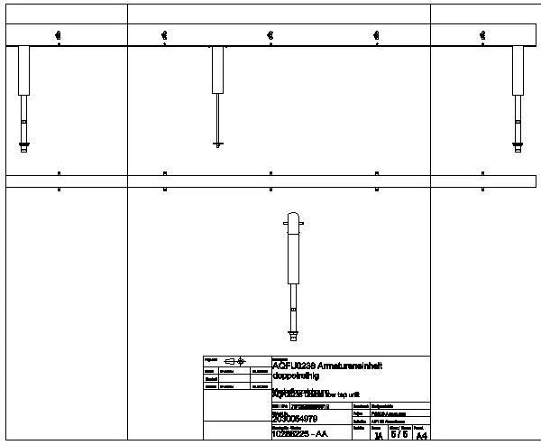 Armatureneinh., Edst., doppelreihig, 10 Waschplätze, 3500 mm, Wasserans un., AQFU0238