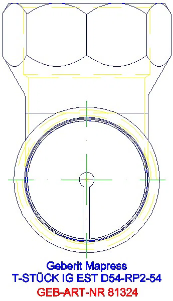 GE Mapress Edelstahl T-Stück mit IG (LABS-frei) d54-Rp2-54_81324_L