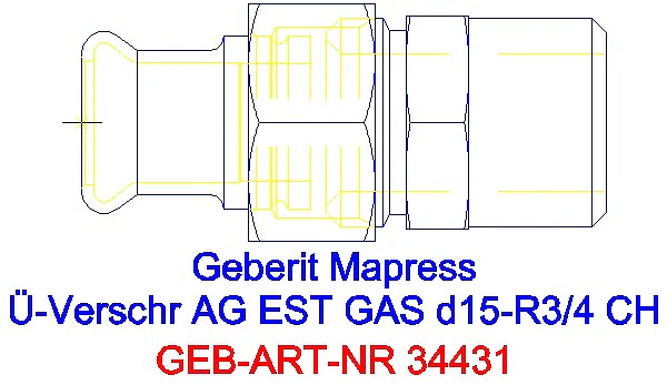 GE Mapress Edelstahl Übergangsverschr. mit AG (Gas) d15-R3/4_34431_G