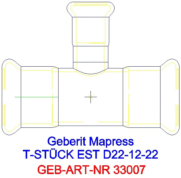 GE Mapress Edelstahl T-Stück reduziert d22-12-22_33007_A